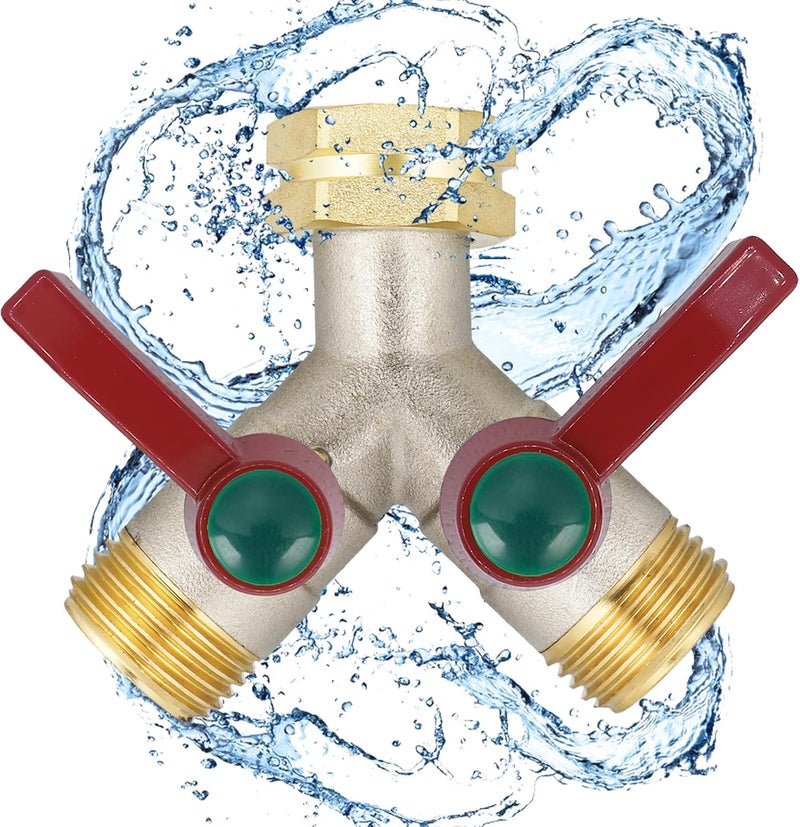 EJW Hose splitter, 2 way hose splitter, Garden hose splitters,Faucet splitters, Outdoor Faucet Splitter, 2 way Hose connector,Brass splitter 3/4” GHT Threads - Image 2